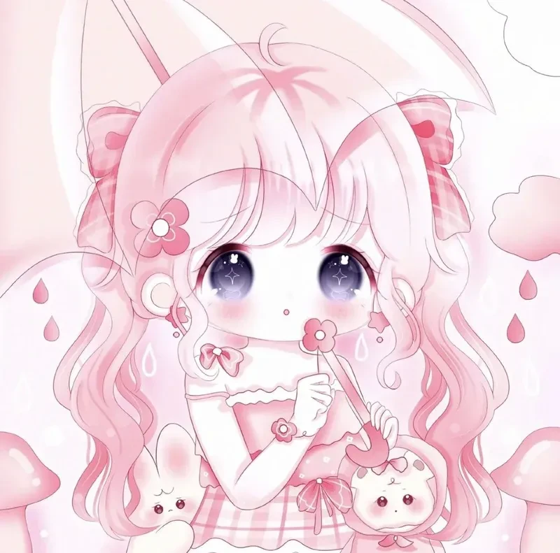 Hình ảnh chibi nữ cute màu hồng 42