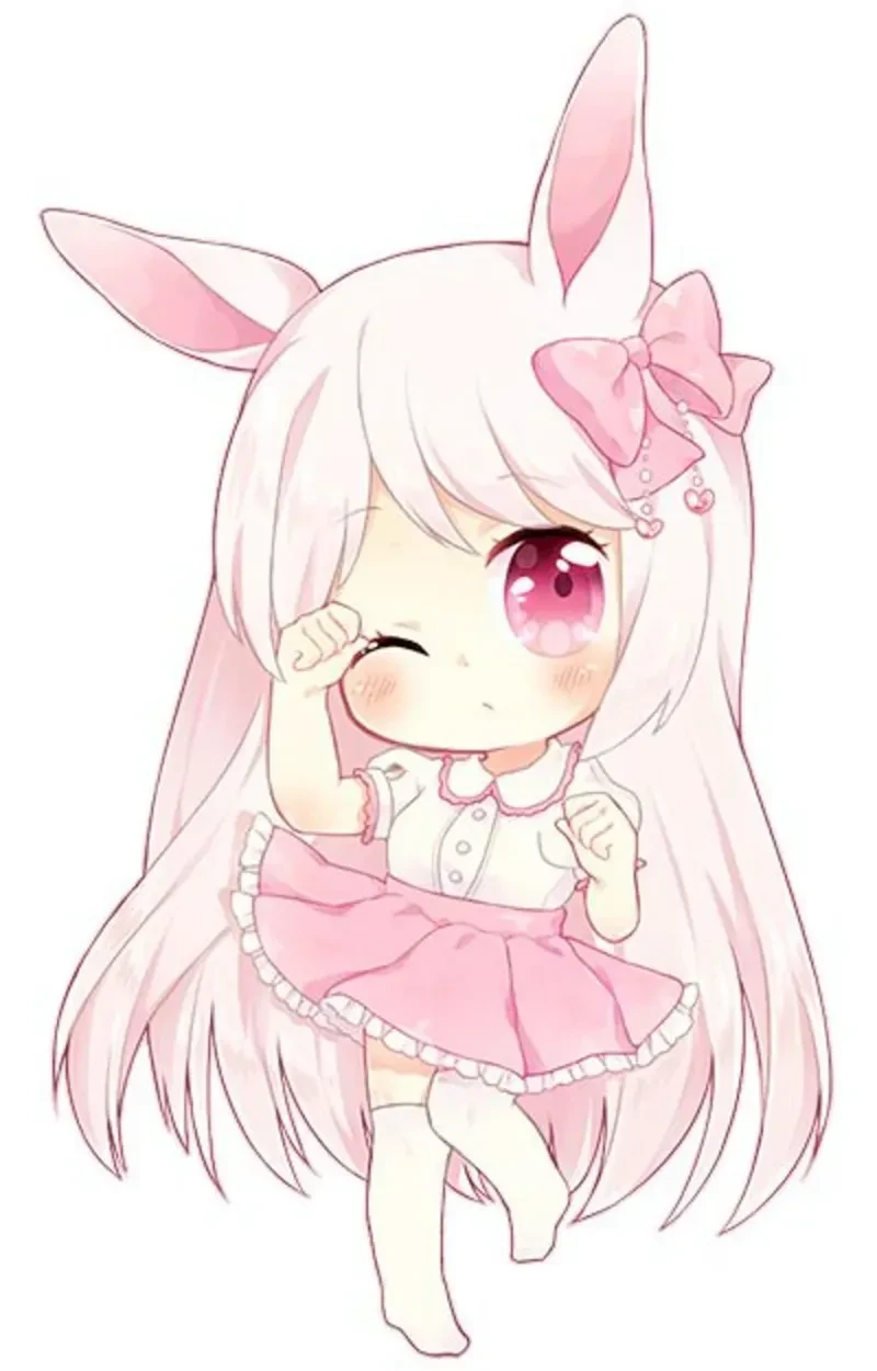 Hình ảnh chibi nữ cute màu hồng 02