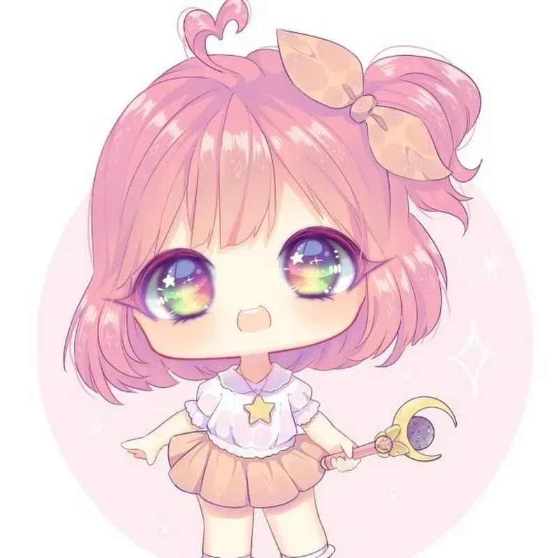 Hình ảnh chibi nữ cute màu hồng 06