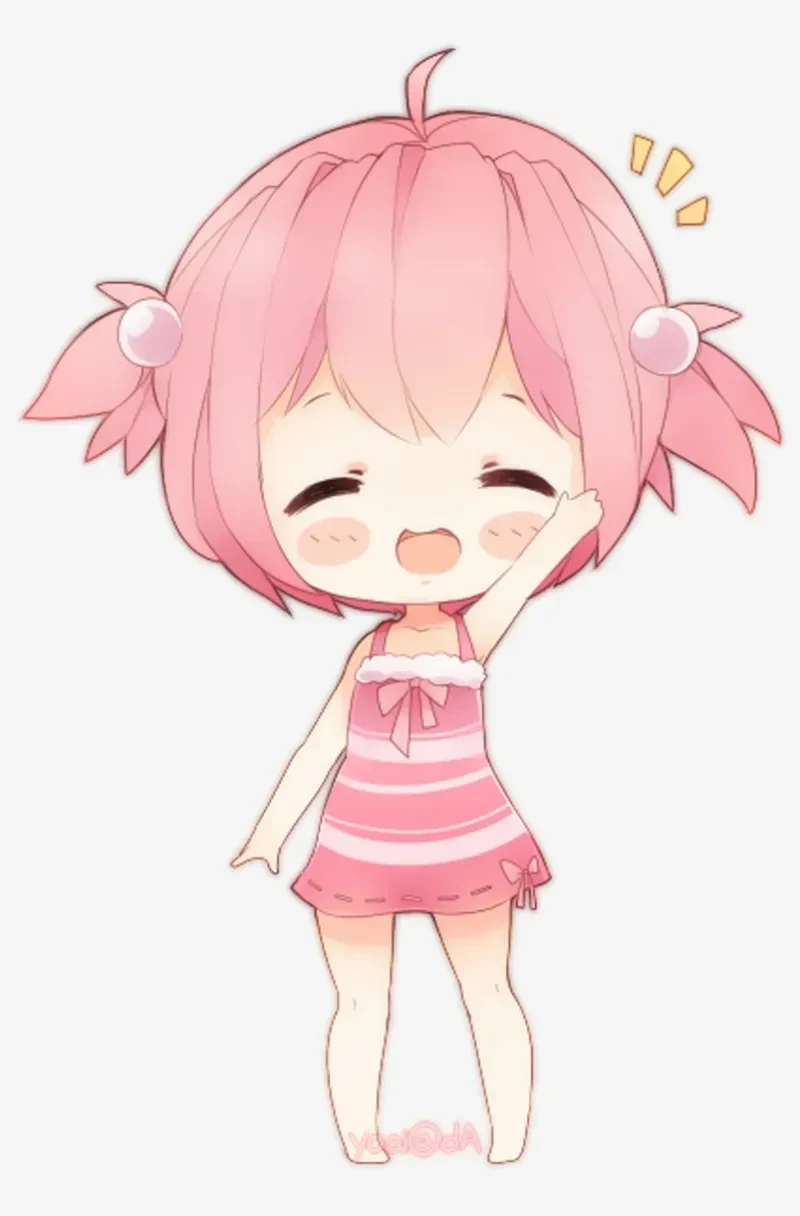Hình ảnh chibi nữ cute màu hồng 07