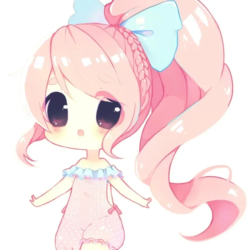 Hình ảnh chibi nữ cute màu hồng 08