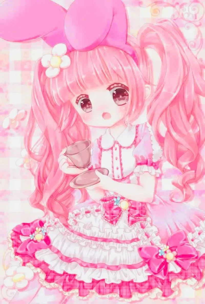 Hình ảnh chibi nữ cute màu hồng 09