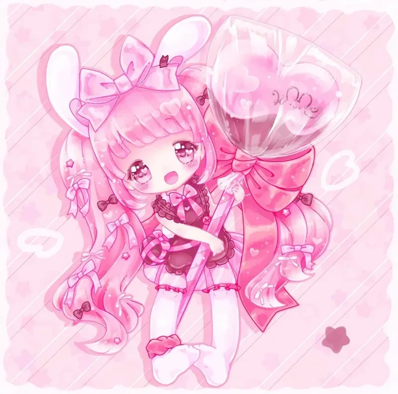 Hình ảnh chibi nữ cute màu hồng 11