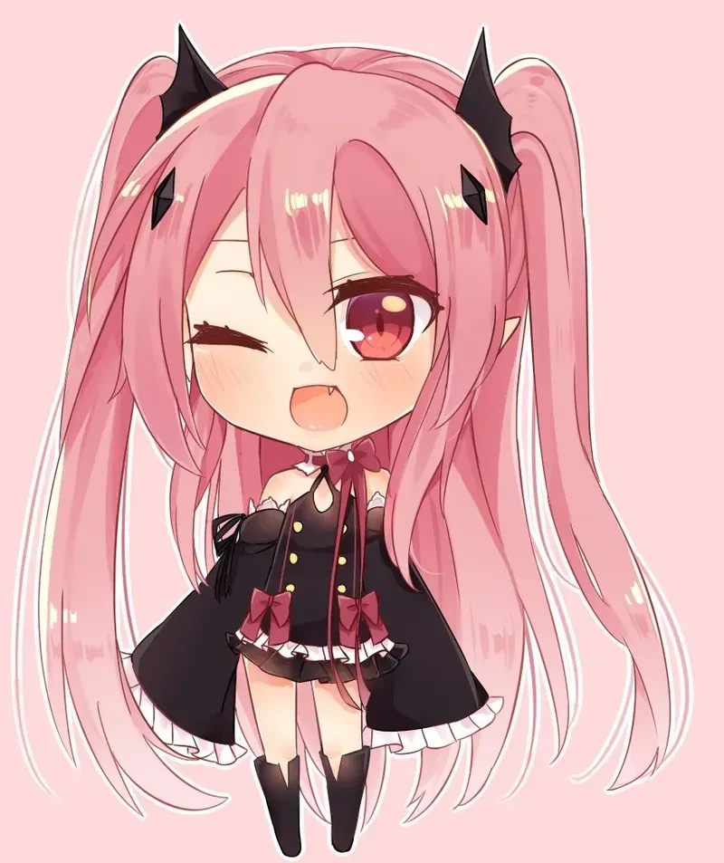 Hình ảnh chibi nữ cute màu hồng 14