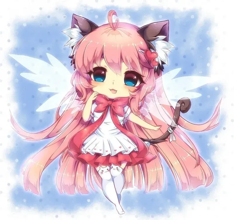 Hình ảnh chibi nữ cute màu hồng 15
