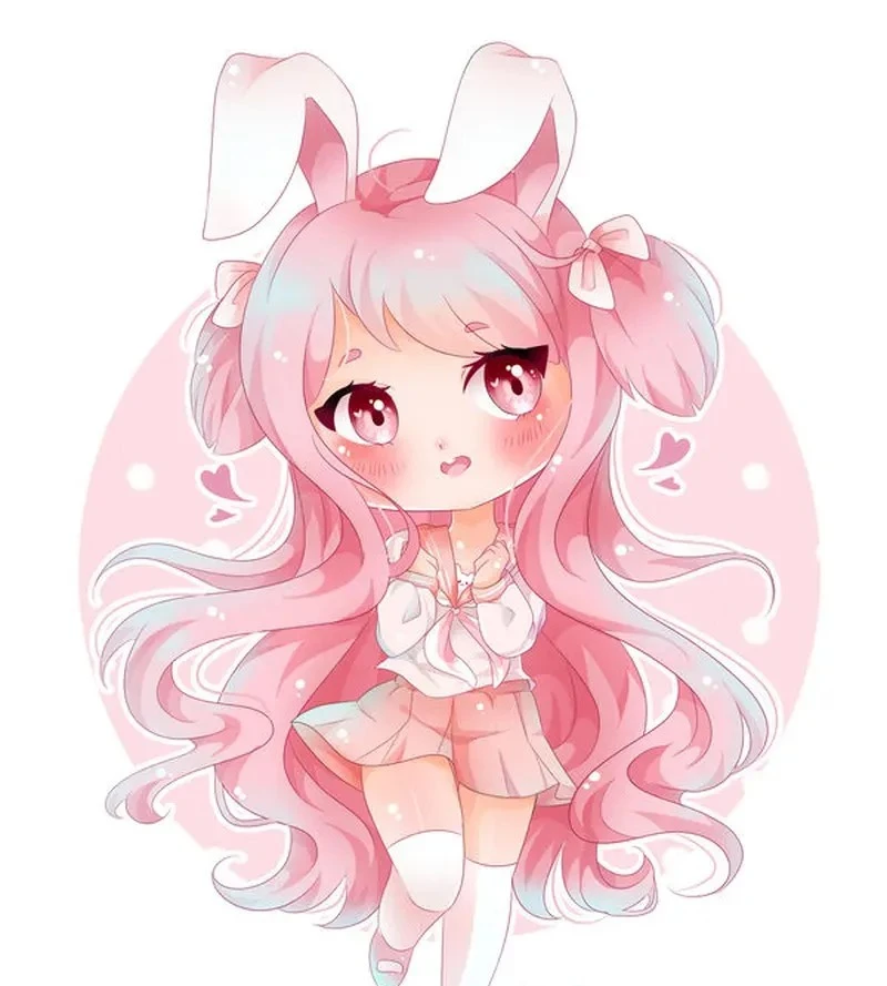 Hình ảnh chibi nữ cute màu hồng 23