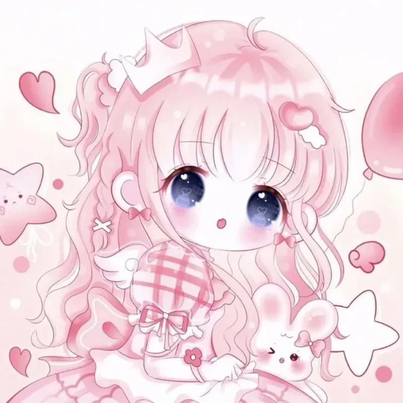 Hình ảnh chibi nữ cute màu hồng 26