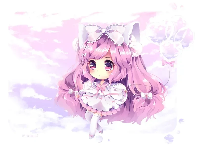 Hình ảnh chibi nữ cute màu hồng 31
