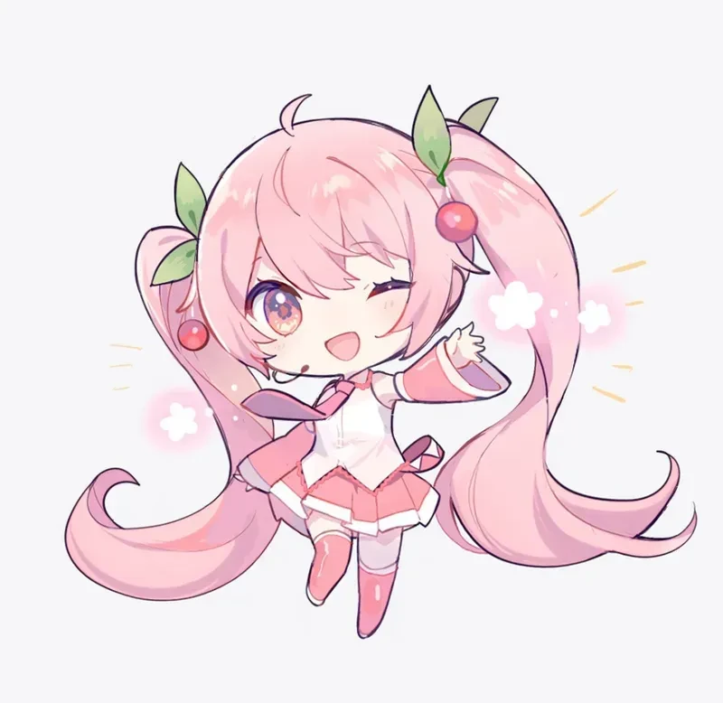 Hình ảnh chibi nữ cute màu hồng 33