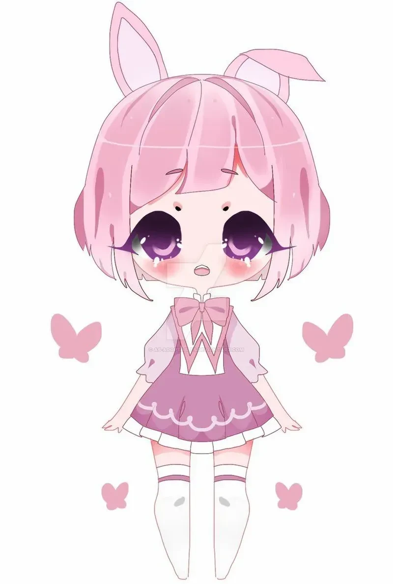Hình ảnh chibi nữ cute màu hồng 34