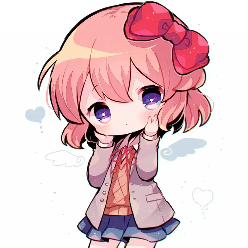 Hình ảnh chibi nữ cute màu hồng 36