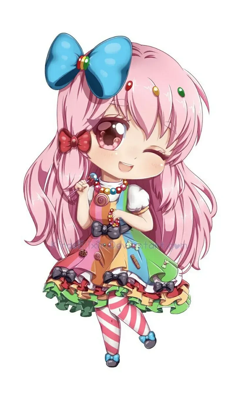 Hình ảnh chibi nữ cute màu hồng 39