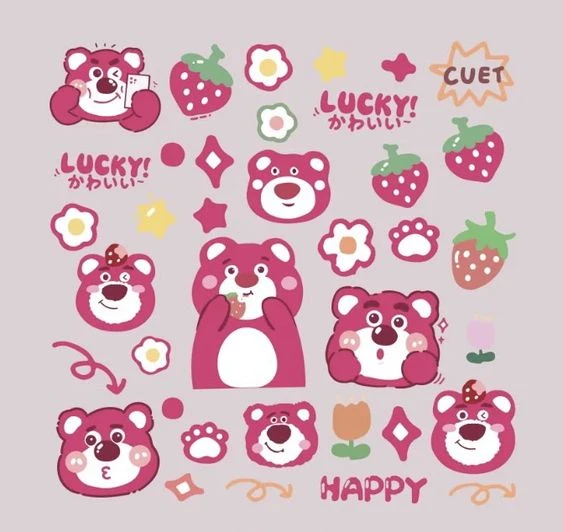 sticker gấu dâu 21